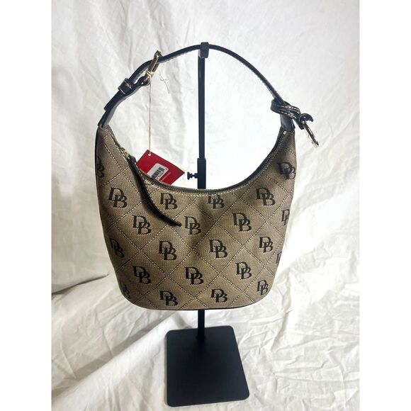 Dooney & Bourke Signature DB Monogram Shoulder Bag – Classic Brown Canvas, NWT! - Picture 2 of 3